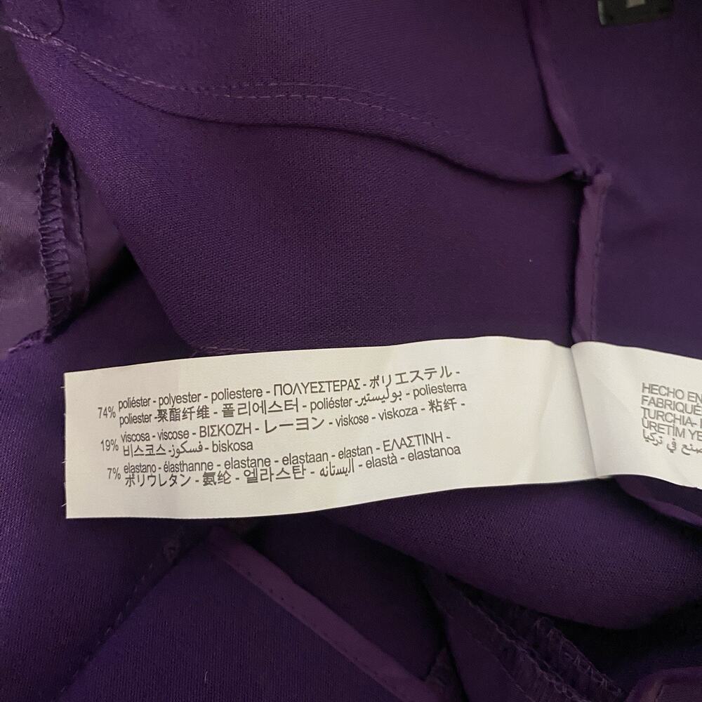 Zara Purple High Waisted Straight Leg Trousers Pants Large Career Officewear NWT - Picture 4 of 6